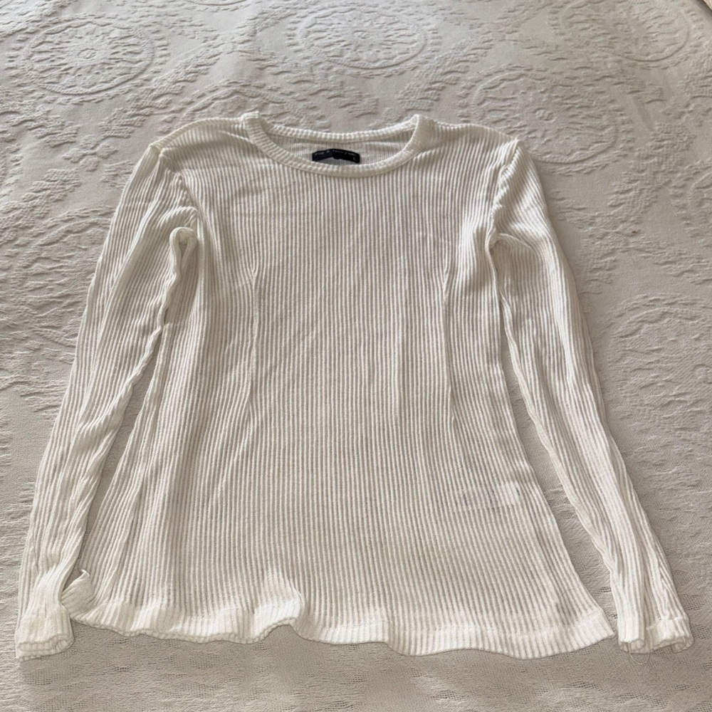 Rag & Bone /Knit Women's White Ribbed Long Sleeve Top L